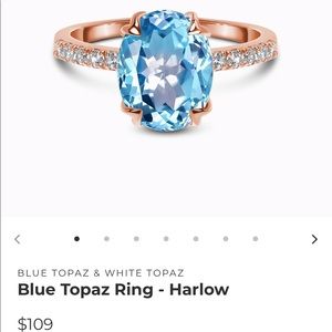 Rose gold blue topaz ring set